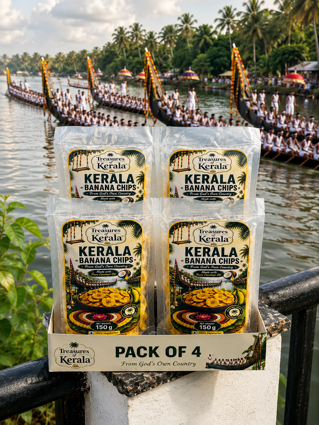 Authentic Kerala Nendran Banana Chips - 150g (Pack of 4 Mega Combo)